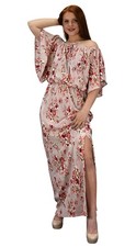 Womens Floral Maxi Dress Mauve Summer Gypsy Bohemian Vintage Large