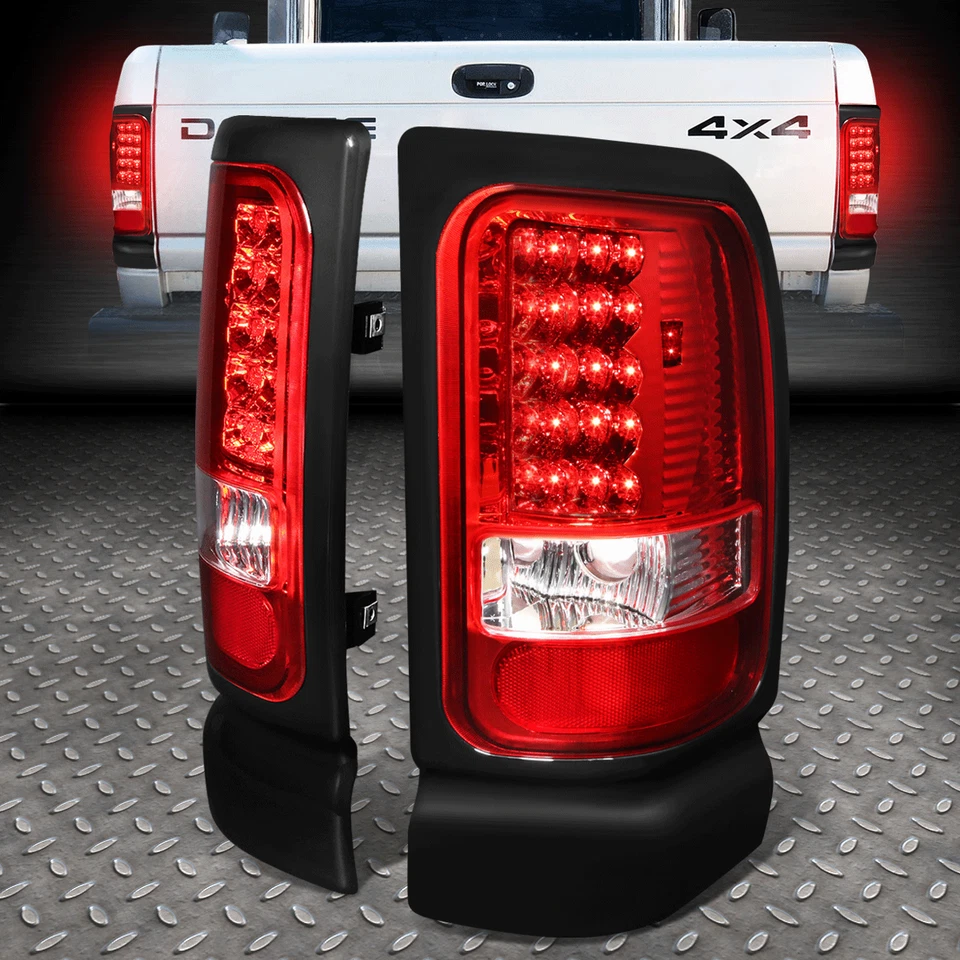 CARCASA CROMADA LUZ TRASERA LED ROJA + 3ª LÁMPARA FRENO PARA 94-02 DODGE RAM 1500-3500 Foto 2 de 4