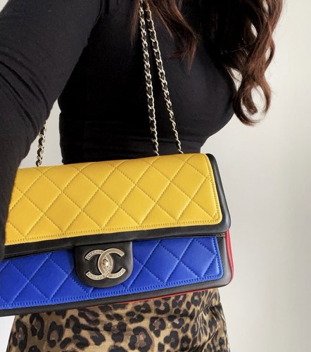 Chanel Quilted Colorblock Flap Bag. Gorgeous! 