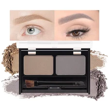 2 Color Eyebrow Powder Makeup Kit, Eye Brow Contour Palette for Beginners, Long 