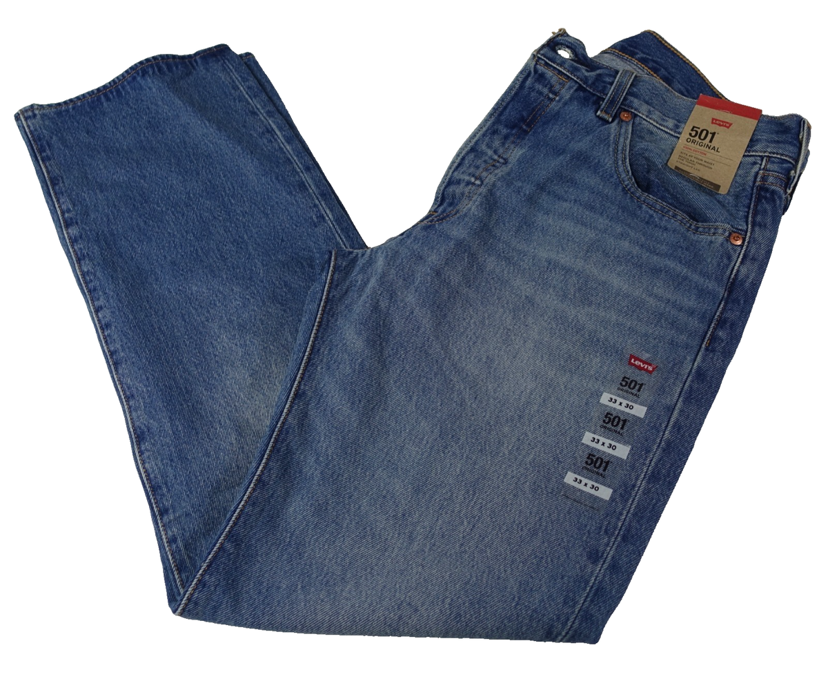 Levis 501 Original Jeans Men 33x30 Button Fly Cotton Straight Leg Sits At  Waist | eBay