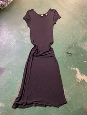 Vintage 1990s GAP Black Sheer Knit Short Sleeve Elegant Maxi Dress Size M