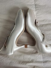 EF dance Shoes Ballroom Latin Dance White Satin Size 38.5 US Size 8.5