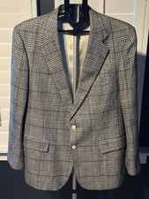 Polo University Club Ralph Lauren Mens 40R Vintage Houndstooth Plaid Blazer Coat