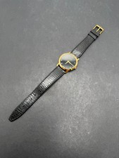 Vintage Gucci 2200M Swiss Quartz Watch Black Dial Gold Tone FOR PARTS/REPAIR