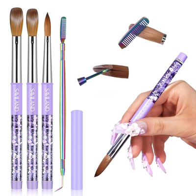 Kolinsky Acrylic Nail Brush Set: Size 6,10,14 Professional Manicure Brushes with