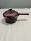 Corning Visions Cranberry Glass 1L Saucepan Pot Pyrex Lid Teflon Non Stick Vtg