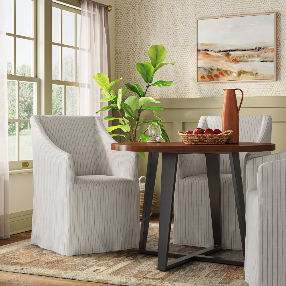 Replacement Slipcover Only for Sloped Arm Dining Chair in Pinstripe Glacier - 24990₽