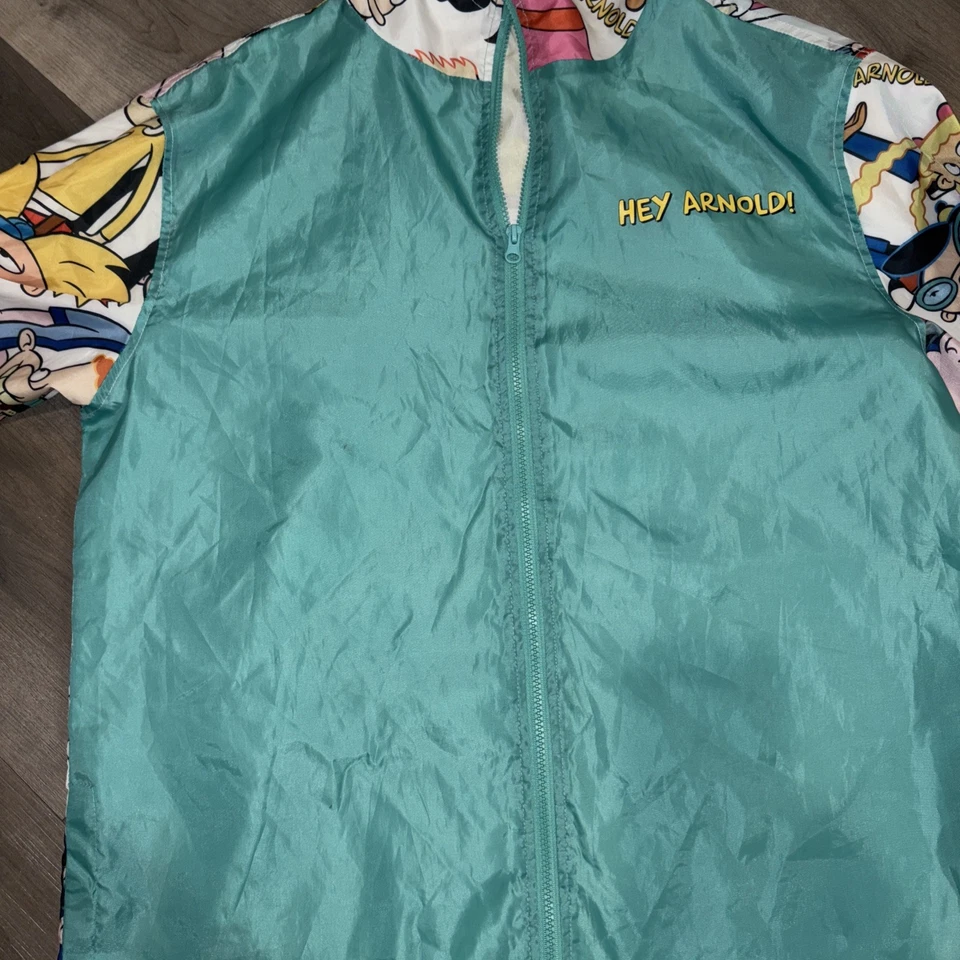 HEY ARNOLD WINDBREAKER JACKET nickelodeon teal retro 90s replica ADULT Large - Image 3 of 4