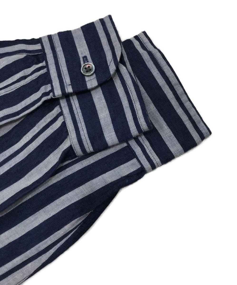 NIGEL CABOURN Striped linen shirt Size: 44 Navy x gray Men
