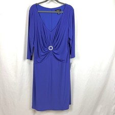 R M Richards Women  s Sz 20W Violet Formal Dress 3/4 Sleeve Front Rhinestone Tie