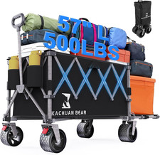 57" L Large Collapsible Foldable Wagon with Tailgate Brake, 500LBS Heavy Duty