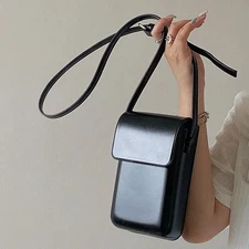 Mini Crossbody Bag Women Faux Leather Flap Style Phone Shoulder Purse Solid