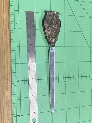 Antique Gorham Sterling Silver  404 Owl  Letter Opener stainless steel blade