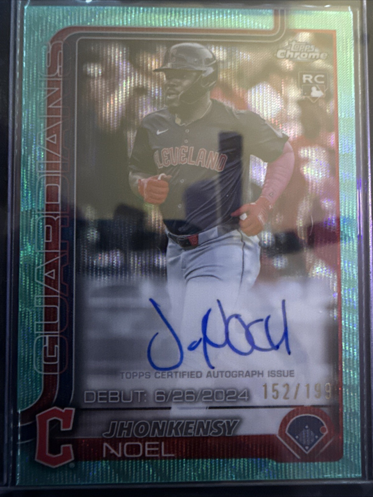JHONKENSY NOEL 2025 TOPPS CHROME ROOKIE DEBUT AQUA WAVE RC AUTO /199 Q2754
