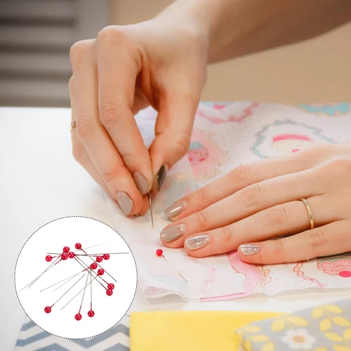 800pcs Sewing Pins Round Pearl Dressmaking Corsage Pins Straight Pins Red - Picture 5 of 6