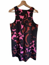 ANN TAYLOR Retro Abstract Floral Tulip Dress Pink Black Rust Size 8