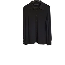 Norma Kamali Shirt Large Black Long Sleeve Button Down