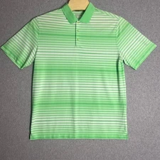 Nike Men's Golf Tour Performance Green & White Striped Dri-Fit Polo Size XL