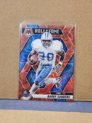 2025 Panini Mosaic - Hall of Fame Barry Sanders #291 Red Scope Prizm Lions