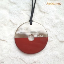 Collana con ciondolo in corno di bufalo e lacca, gioielli vintage, regalo...