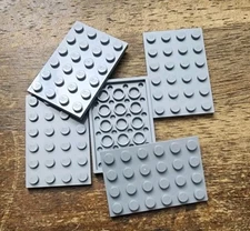 LEGO Light Bluish Gray Plate 4 x 6 QTY 5. Part No. 3032.