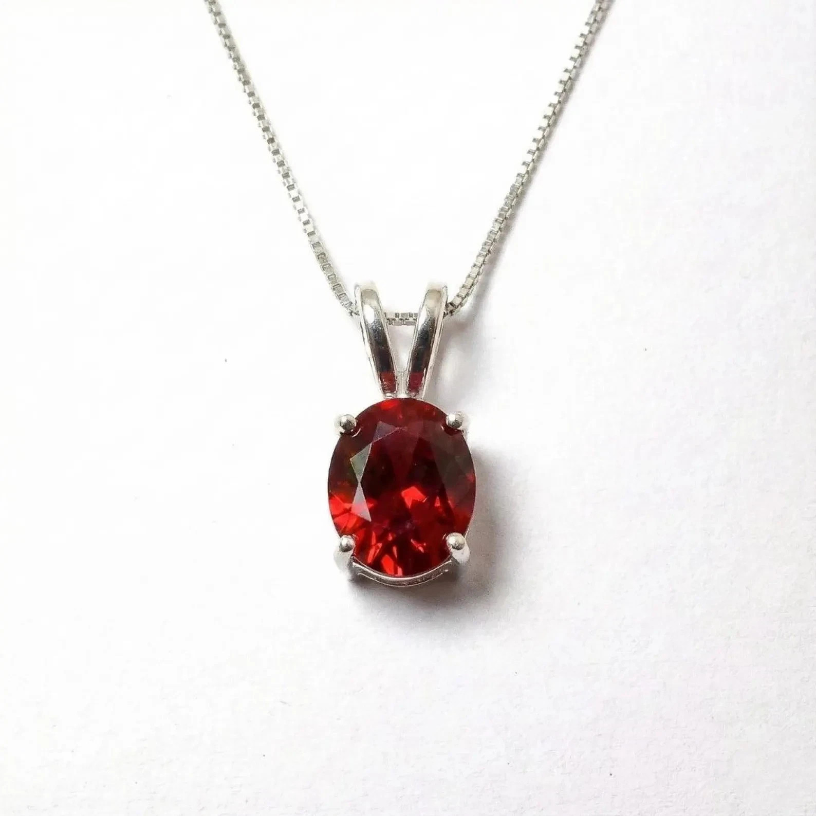 Sterling Silver Plated Oval Cut Ruby Necklace Locket 24.65 Ct Pendant