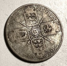 1920 Florin Great Britain Coin Two Shilling AG Detail .500 Silver Coin George V