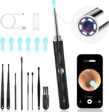 Ear Wax Removal Wireless Cleaner Rechargeable Camera And Light Android iOS Black