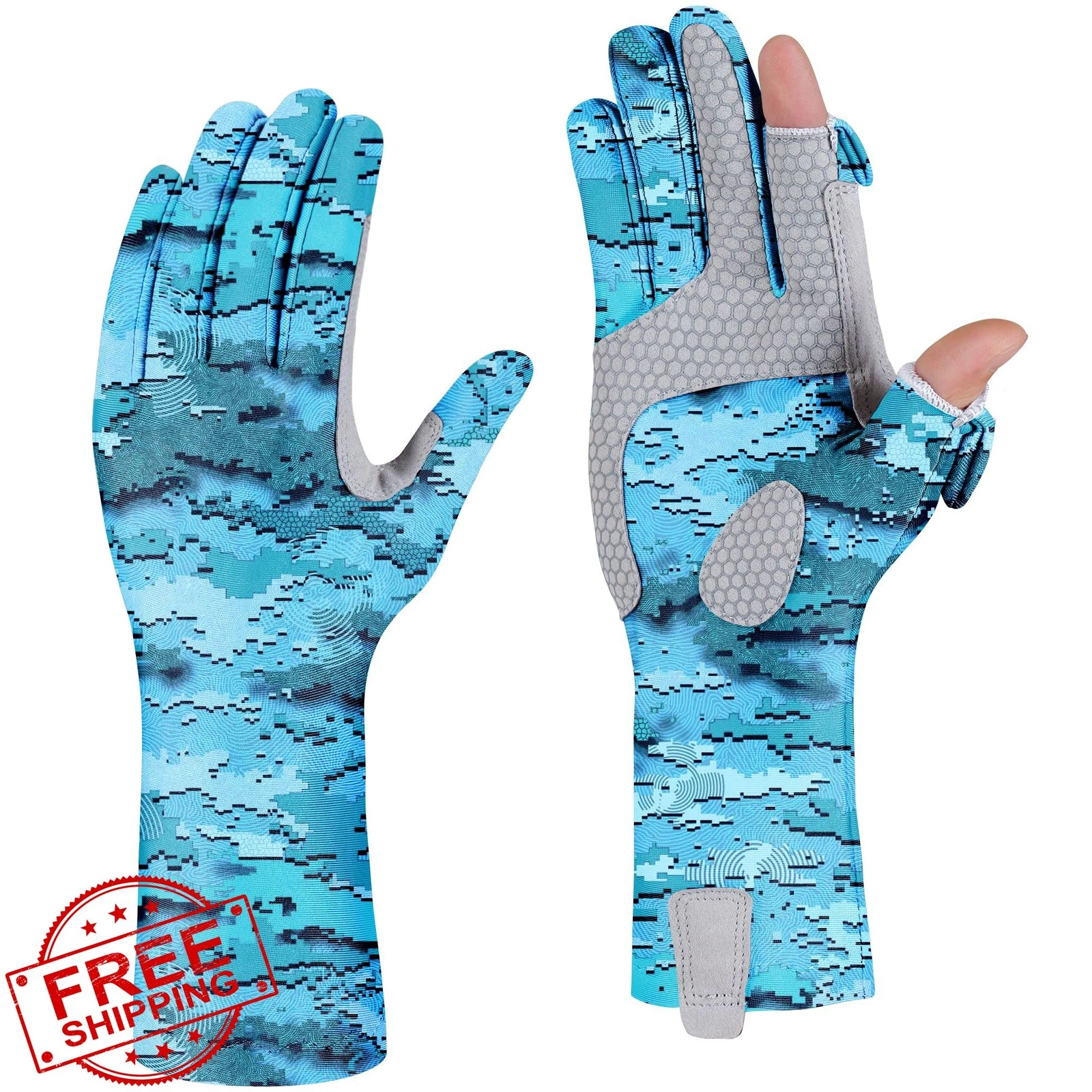 Riverruns Fishing Gloves UPF 50+ Full Finger Sun UV Protection Extended Cuff