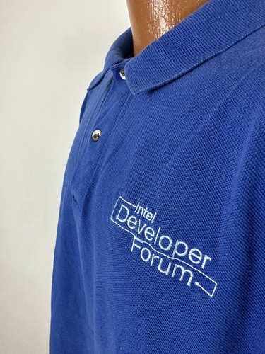 Camisa Polo De Colección Años 90 Intel Developer Forum Hombres XL Computer Tech Retro Azul EE. UU. - Imagen 6 de 12