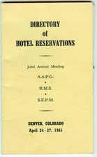 Denver CO-1961 Directory Hotel Reservations-Annual Meeting-AAPG-RMS-SEPM