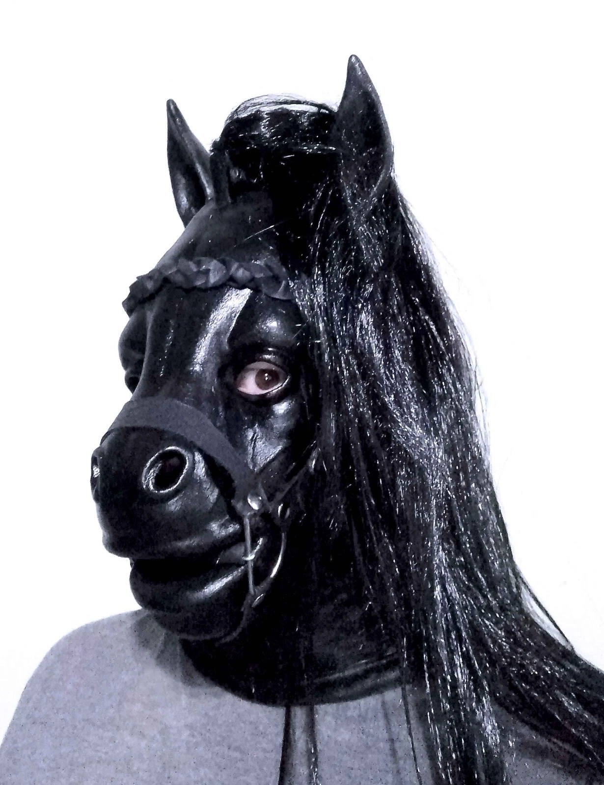 Pony Guy/ Girl, Pony Play Latex Mask, Without eyes, Tighter to the face, Fetish