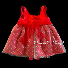 Build-A-Bear VERY VINTAGE RED DRESS, GOLD DOTS Teddy Long Fancy Party Clothes