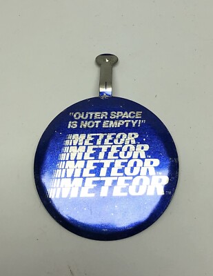 Meteor Video Game Metal Tab Outer Space is Not Empty Blue Silver Lithographed