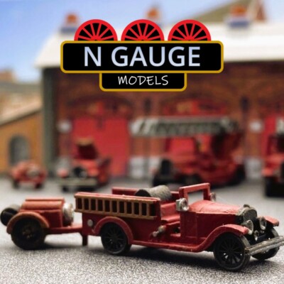 LACKIERT - N Maßstab Stärke 1:148 1920er Feuerwehrpumpe (Motor Ford AA Tender) 1:160