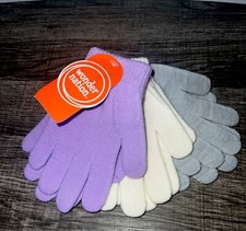 Wonder Nation Gloves Unisex Kids Knit Glove Outerwear 3 Pair Purple White  Gray