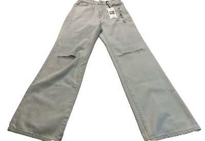 Refuge Denim 90 s Wide Ultra High Rise Distressed Light Wash Blue Jeans NWD