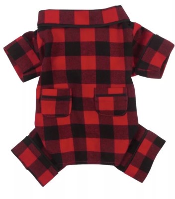 NEW Fab Dog Red Black Buffalo Check Plaid Flannel Dog Pajamas