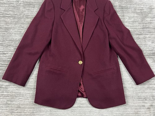 Vintage Sag Harbor Jacket Womens 10 Red 100% Pure Wool One Button Front - Picture 3 of 13