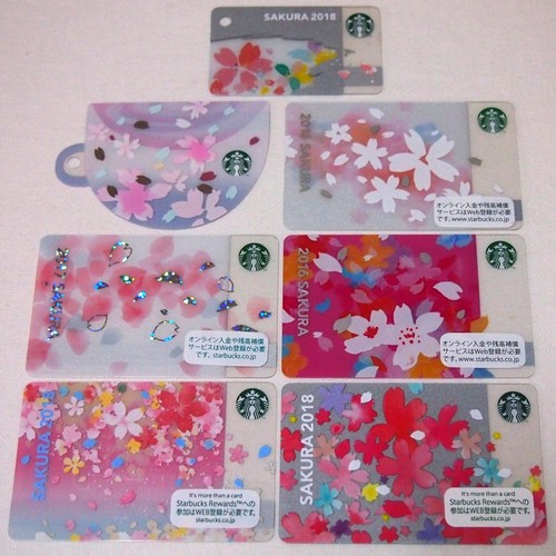 Starbucks Japan 7 Cards Sakura Cherry Blossoms 16 17 18 Pin Intact Ebay