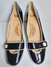 Sofft Black W/ Cream Patent Leather  W/Ortholite footbed, Slip Ons  Heel 8M