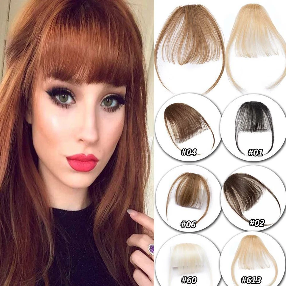 Clip in Pony Remy Echthaar Fransen Vordere Haarteil Haarverlängerung Luft Bangs - Bild 2 von 4
