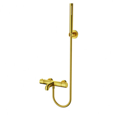 Wannenarmatur Duscharmatur Thermostat + Handbrause Mischbrause Gold Gebürstet
