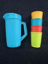 Tupperware Kids Mini Tea Party Beverage Set Classic Pitcher  4 Tumblers New