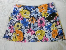 IBKUL MADELINE ORANGE MULTI GOLF TENNIS SWING SKORT ladies large NEW NWT 27260