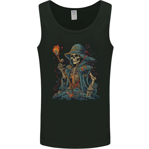 Punk Rock Teschio Con Tatuaggi Teschio Musica Uomo Canotta Maglia
