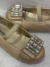 Michael Kors Rover Kendra Gold SHIMMER Jeweled Ballet Flats Girls Size 6