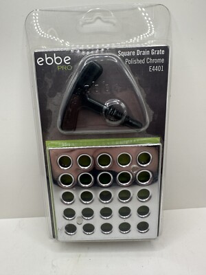 Ebbe-Pro Square Drain Grate E4401 Polished Chrome New In Package 3.75  w/ Puller