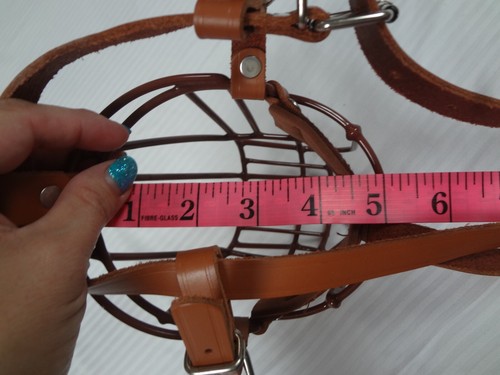 Dog Muzzle PitBull AmStuff Adjustable Metal Wire Basket with Soft Leather Straps - Picture 7 of 7